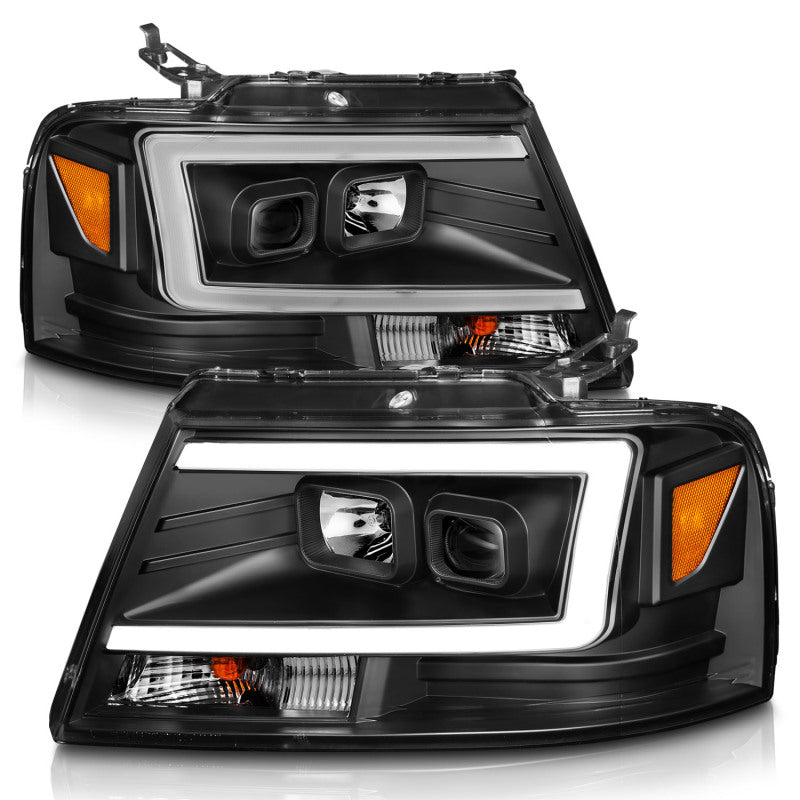 04-08 Ford F-150 ANZO 111541 Projector Headlights w/ Light Bar Black Housing