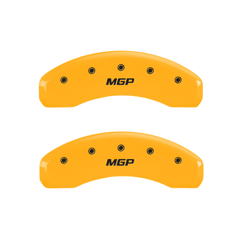 15-20 Ford Mustang MGP 10202SMGPYL 4 Caliper Covers Engraved Front & Rear MGP Yellow Finish Black Characters