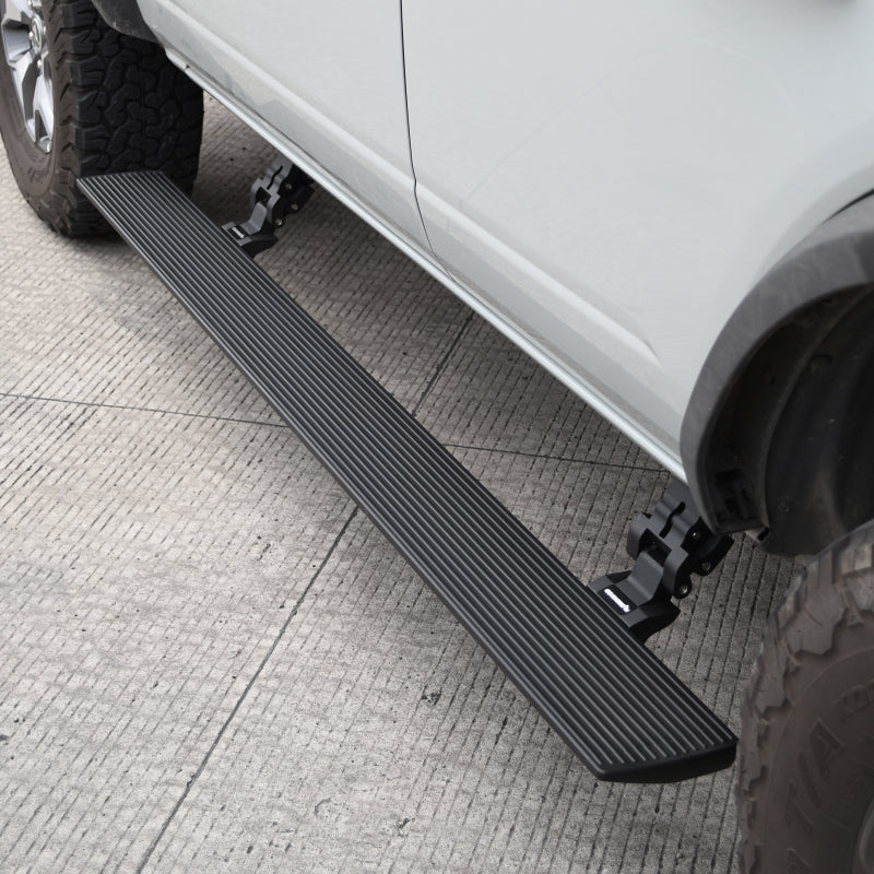21-24 Ford Bronco 4DR Go Rhino 20412974PC E-BOARD E1 Electric Running Board Kit No Drill Tex. Black (Two Brackets Per Side)