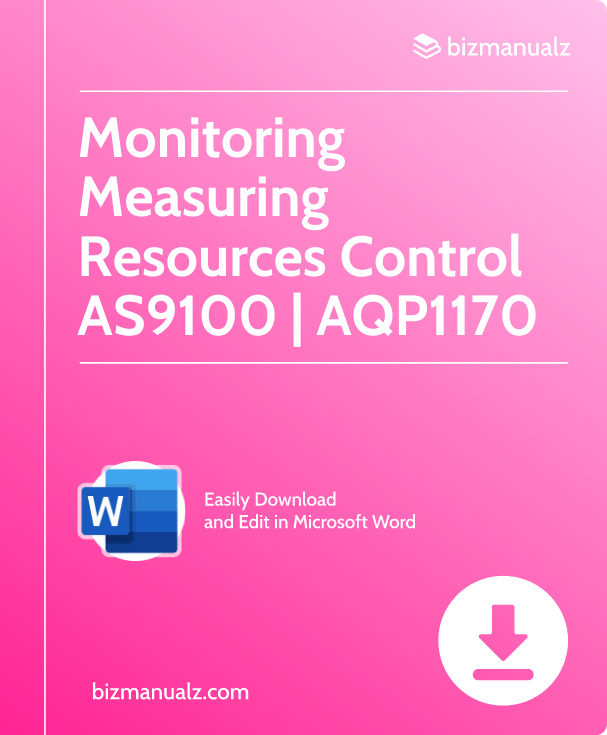 Monitoring Measuring Resources Control Procedure AS9100 | AQP1170