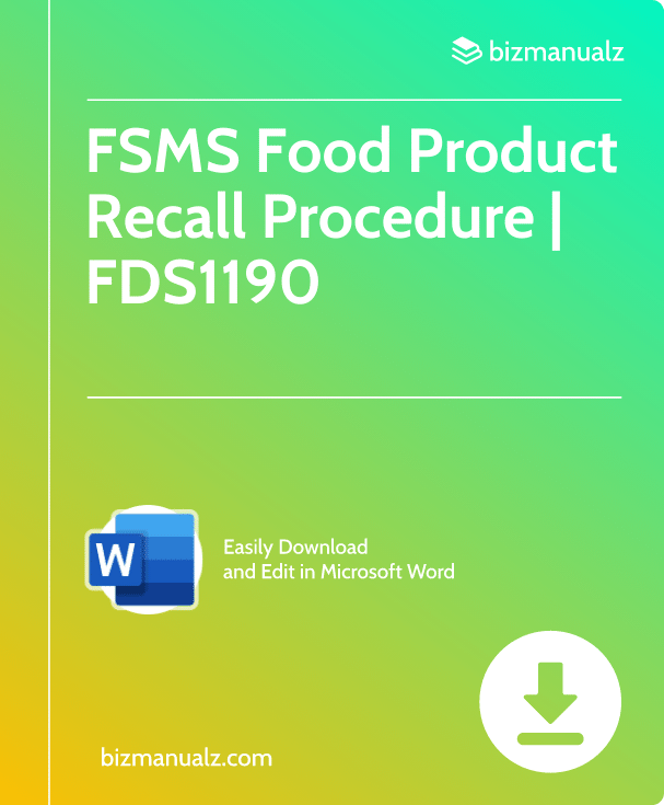 FSMS Product Recall Procedure | FDS1190