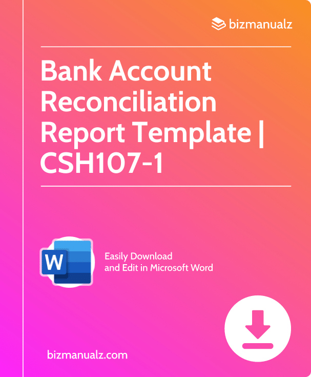 Bank Account Reconciliation Report Template | CSH107-1