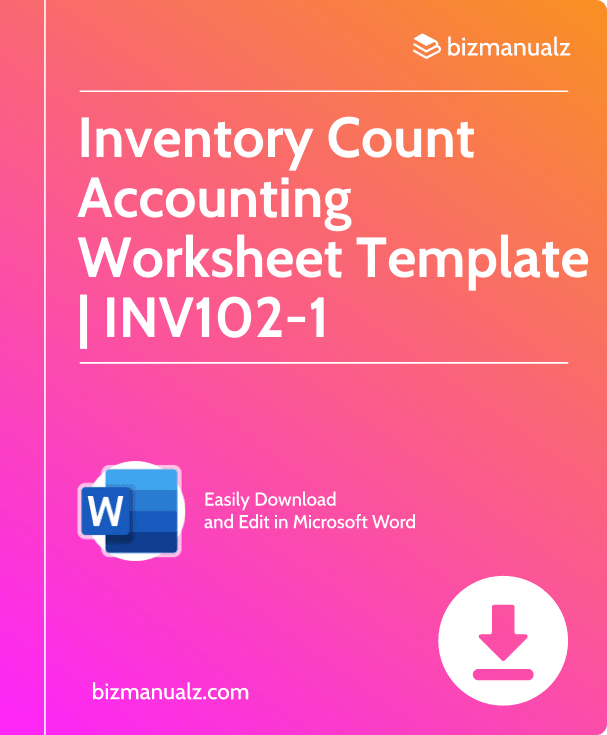 Inventory Count Accounting Worksheet Template | INV102-1