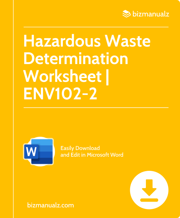 Hazardous Waste Determination Worksheet Template | ENV102-2