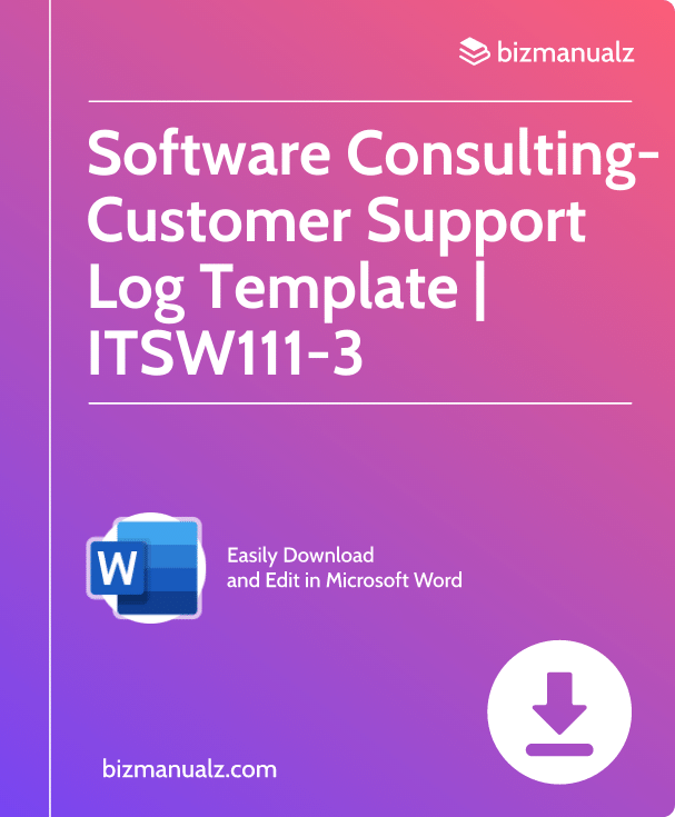 Software Consulting-Customer Support Log Template | ITSW111-3
