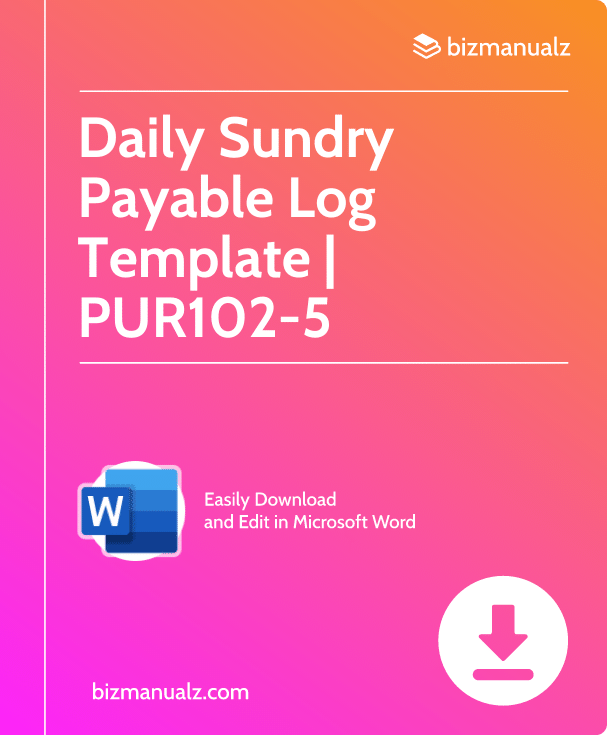 Daily Sundry Payable Log Template | PUR102-5