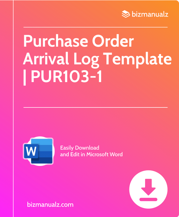 Purchase Order Arrival Log Template | PUR103-1