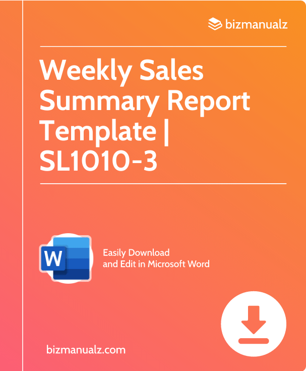 Weekly Sales Summary Report Template | SL1010-3