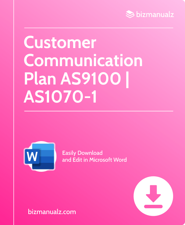 Customer Communication Plan AS9100 Template | AS1070-1