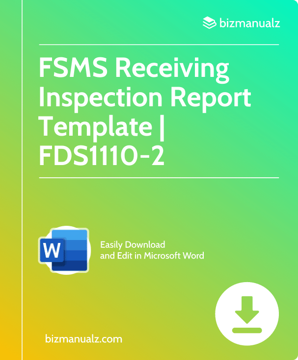 FSMS Receiving Inspection Report Template | FDS1110-2