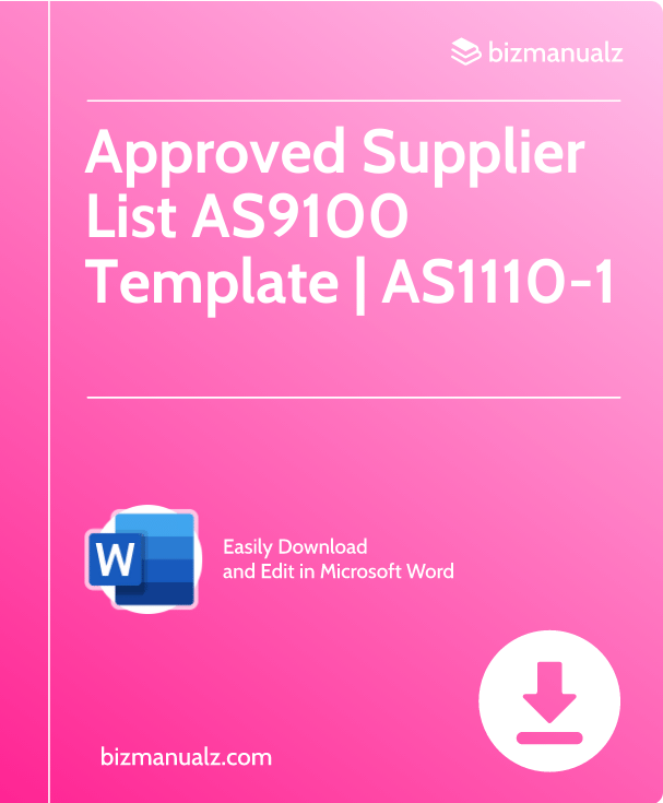 Approved Supplier List AS9100 Template | AS1110-1