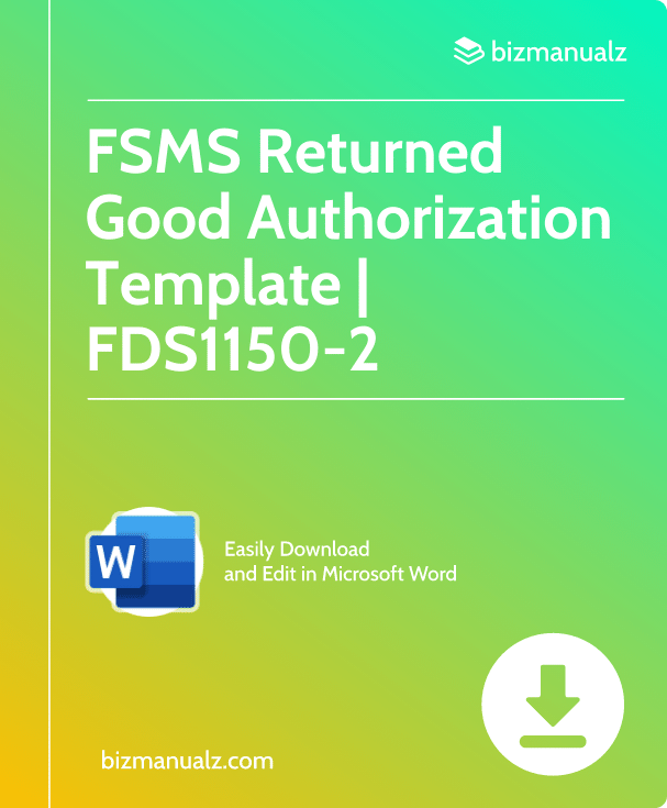 FSMS Returned Good Authorization Template | FDS1150-2
