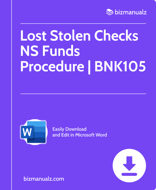 Lost Stolen Checks NS Funds Procedure | BNK105