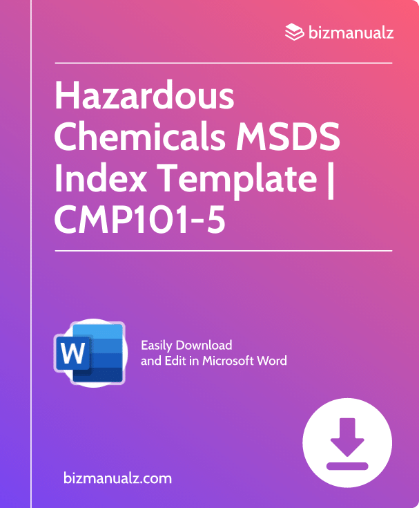Hazardous Chemicals MSDS Index Template | CMP101-5
