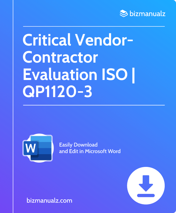 Critical Vendor-Contractor Evaluation ISO Template | QP1120-3