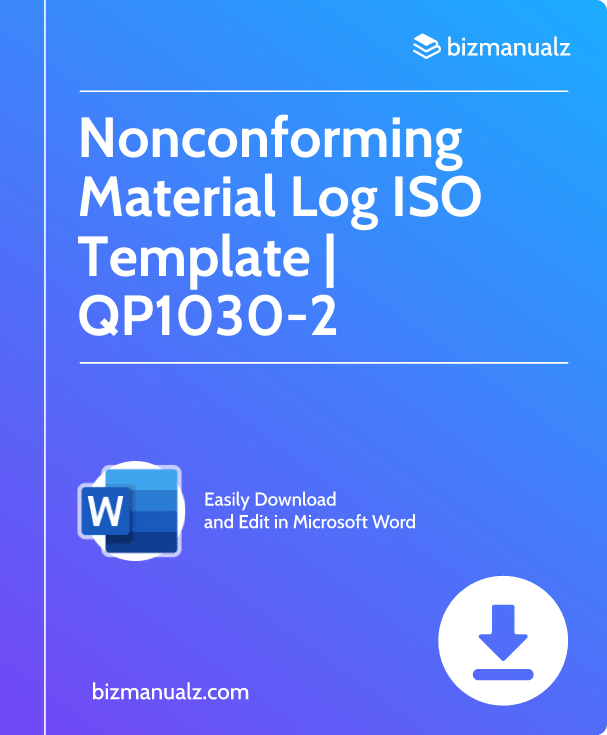 Nonconforming Material Log ISO Template | QP1030-2
