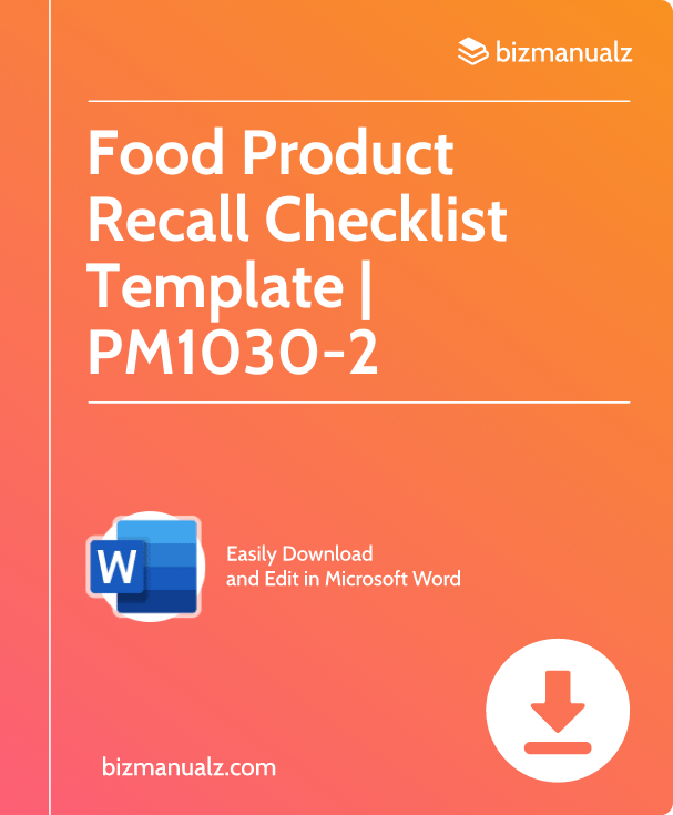 Food Product Recall Checklist Template | PM1030-2