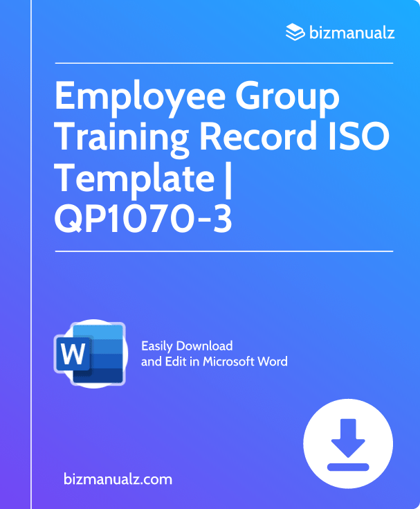 Employee Group Training Record ISO Template | QP1070-3