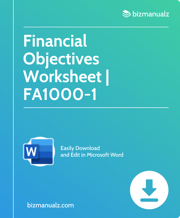 Financial Objectives Worksheet Template | FA1000-1