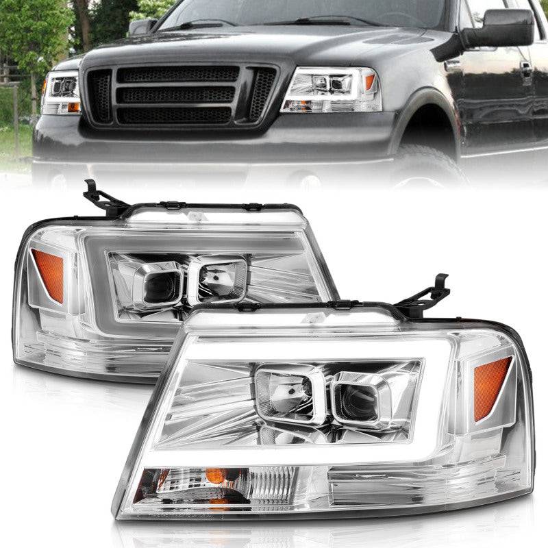 04-08 Ford F-150 ANZO 111542 Projector Headlights w/ Light Bar Chrome Housing