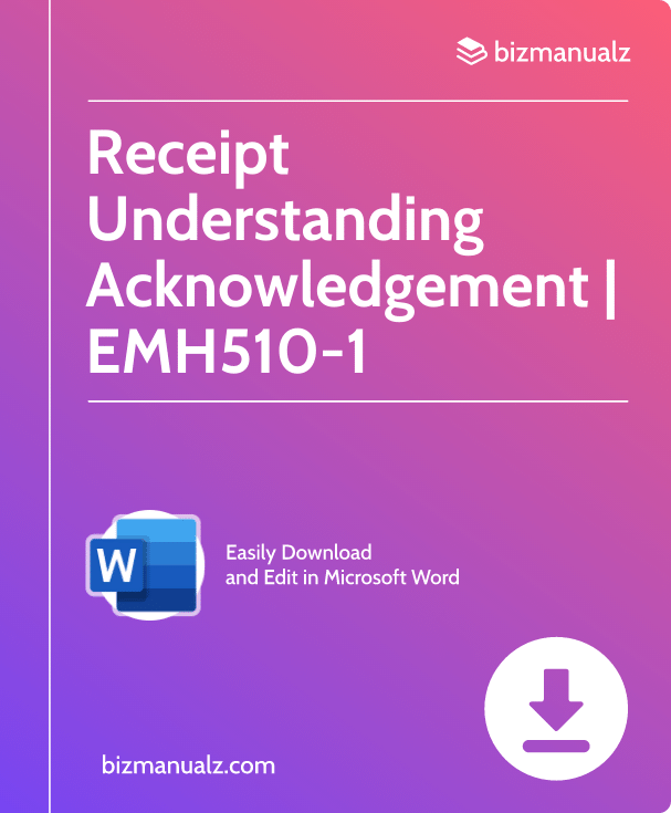 Receipt Understanding Acknowledgement Template | EMH510-1