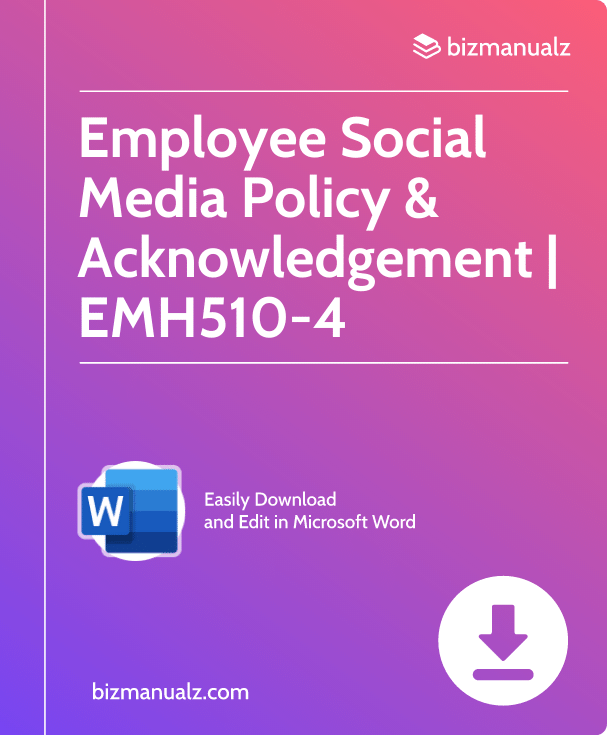 Employee Social Media Policy & Acknowledgement Template | EMH510-4