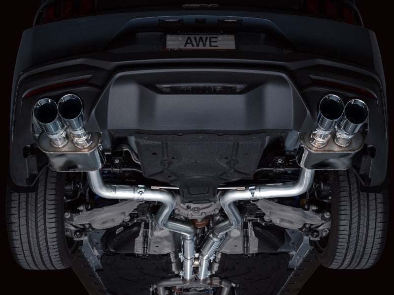2024 Ford Mustang GT Fastback S650 RWD AWE 3025-42650 SwitchPath Exhaust - Quad Chrome Silver Tips