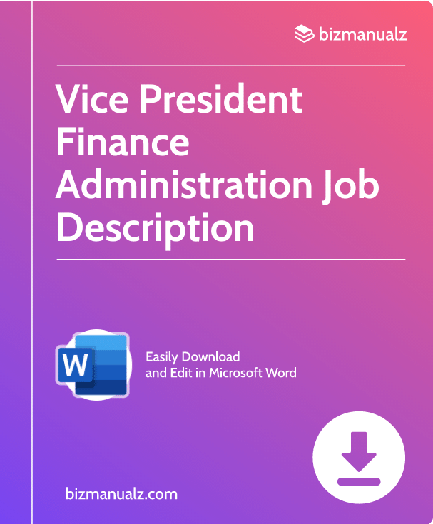 Vice President Finance Administration Job Description | JD1400