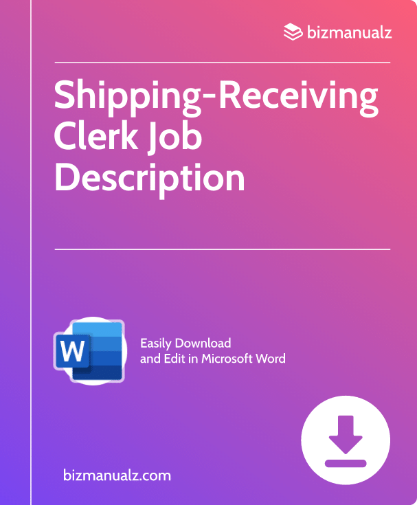 Shipping-Receiving Clerk Job Description | JD1210