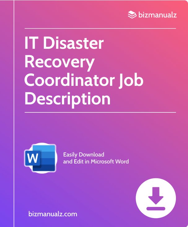 IT Disaster Recovery Coordinator Job Description | JD0640