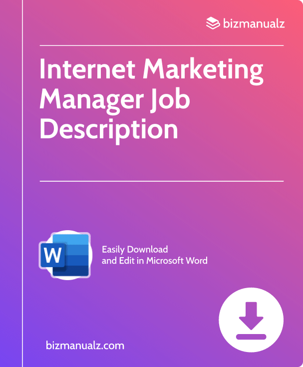 Internet Marketing Manager Job Description | JD0600
