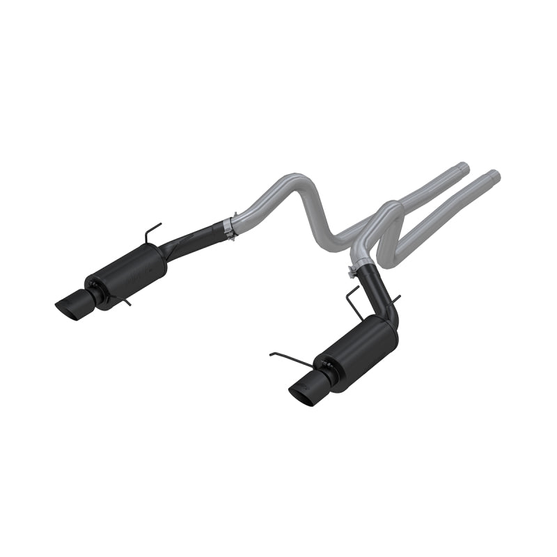 11-14 Ford Mustang GT MBRP S7258BLK 3in Cat Back Dual Split Rear Street Version 4in Tips - Black