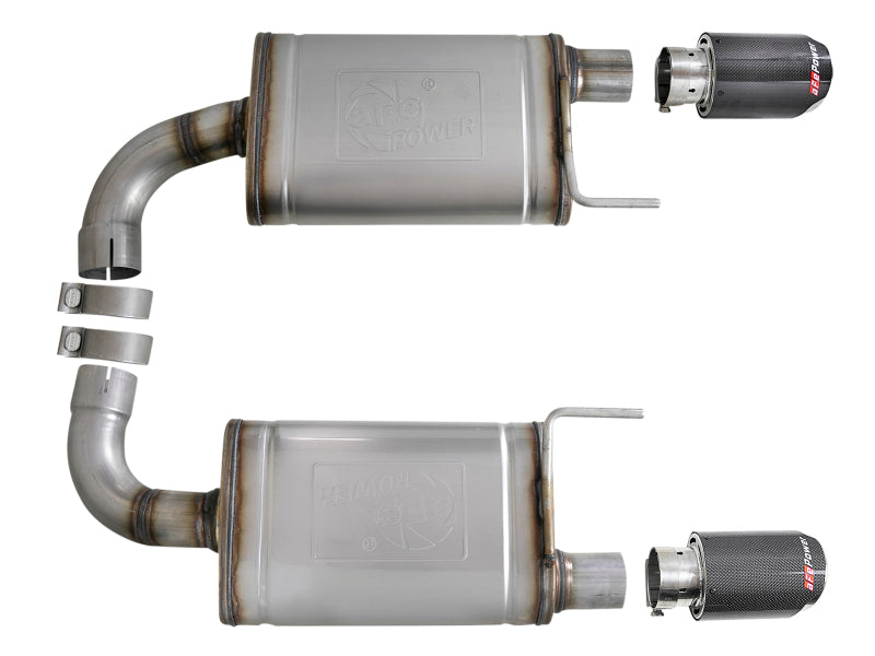 15-17 Ford Mustang V8 5.0L GT aFe 49-43105-C MACH Force Xp 2-1/2" 409 Stainless Steel Axle Back Exhaust System w/ Carbon Fiber Tips