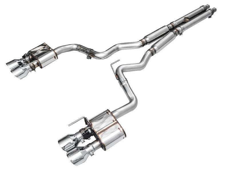 2024 Ford Mustang GT Fastback S650 RWD AWE 3025-42650 SwitchPath Exhaust - Quad Chrome Silver Tips