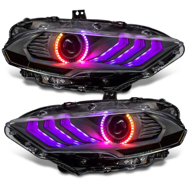18-23 Ford Mustang Oracle Lighting 8204-332 Dynamic ColorSHIFT LED Headlights-Black Series