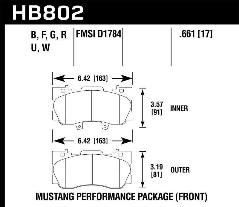 15-20 Ford Mustang Performance Package Hawk Performance HB802N.661 HP Plus Street Front Brake Pads