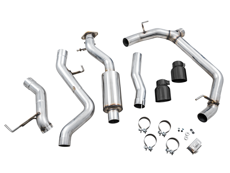 21-23 Ford Bronco L4 2.3L/V6 2.7L AWE 3015-33456 0FG Dual Rear Exit Exhaust w/Diamond Black Tips & Bash Guard