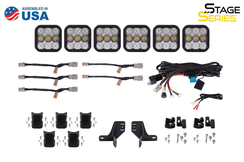 21-25 Ford Bronco Diode Dynamics DD7271 SS5 6-Pod CrossLink Grille Lightbar Kit Pro - Yellow Combo