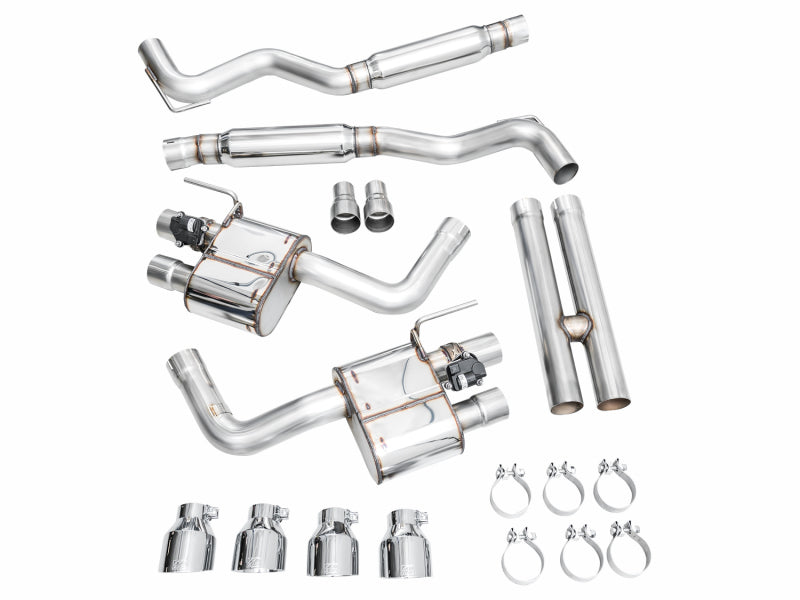 2024 Ford Mustang GT Fastback S650 RWD AWE 3025-42650 SwitchPath Exhaust - Quad Chrome Silver Tips