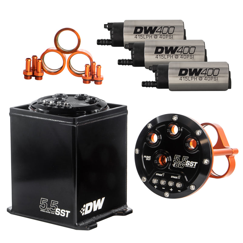 DeatschWerks 6-401-55ST 5.5L Staged Surge Tank Includes 3 DW400 Fuel Pumps
