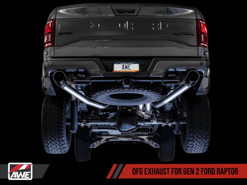 17-20 Ford Raptor V6 AWE Tuning 3015-33106 0 FG Cat-Back Exhaust w/ Diamond Black 5in Tips