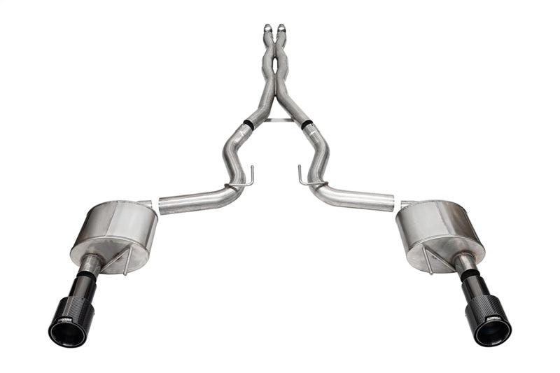 2024 Ford Mustang GT V8 5.0L Corsa Performance 21251CFBLK Xtreme 4.5 Cat-Back Duel Rear w/ 4.5 In Carbon Fiber Tips