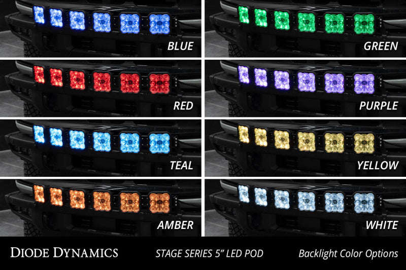 21-25 Ford Bronco Diode Dynamics DD7236 SS5 6-Pod Cross Link Grille Lightbar Kit Sport - Yellow Combo