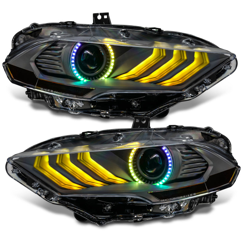 18-23 Ford Mustang Oracle Lighting 8204-332 Dynamic ColorSHIFT LED Headlights-Black Series