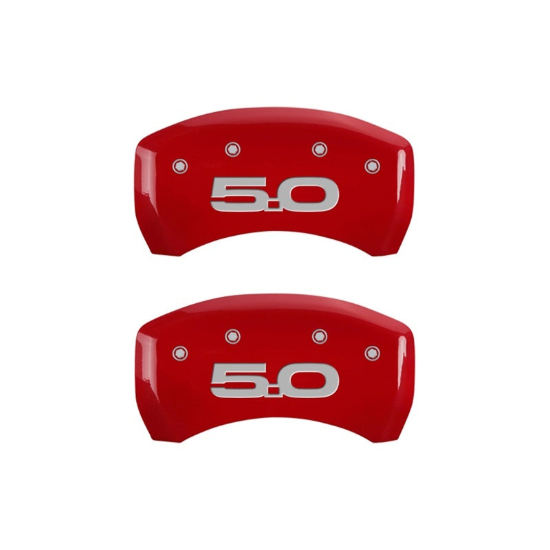 2015 Ford Mustang MGP 10203RM52RD Rear set 2 Caliper Covers Engraved Rear 2015/5.0 Red Finish Silver Character