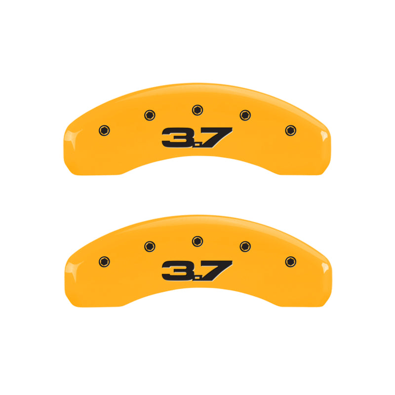 15-17 Ford Mustang MGP 10202SM32YL 4 Caliper Covers Engraved Front 2015/Mustang Engraved Rear 2015/3.7 Yellow Finish Black Character