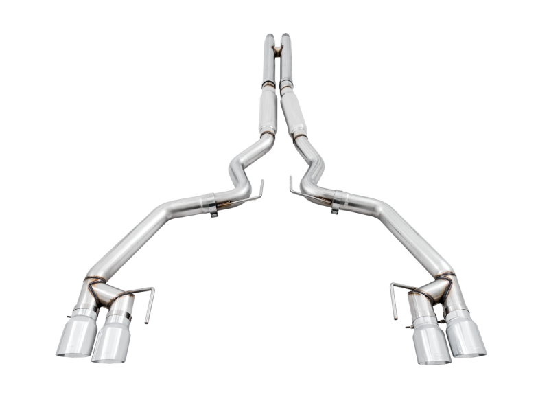 18-23 Ford Mustang V8 5.0L AWE Tuning 3020-42064 Cat-back Exhaust - Track Edition (Quad Chrome Silver Tips)
