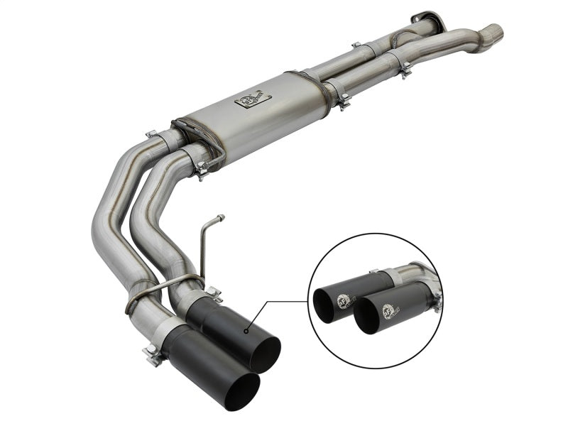 17-20 Ford F-150 Raptor V6-3.5L aFe 49-43091-B POWER Rebel Series 409 SS Cat Back Exhaust w/ Black Tips 3in 17