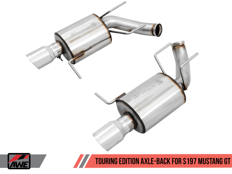 11-14 Ford Mustang GT AWE Tuning 3015-32094 S197 Axle-back Exhaust-Touring Edition(Chrome Silver Tips)