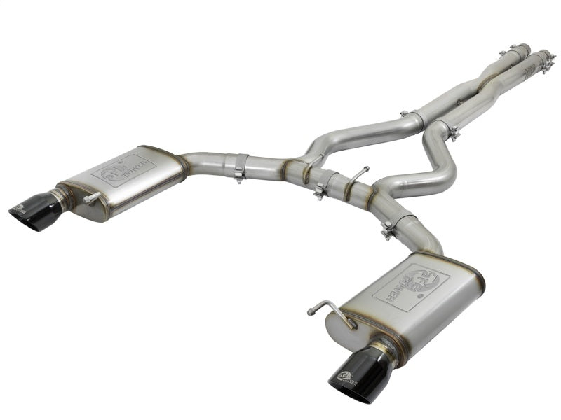 15-17 Ford Mustang GT V8 5.0L/V6 3.7L aFe 49-33072-1B MACHForce XP 3in 304 SS Cat-Back Exhausts w/ Black Tips